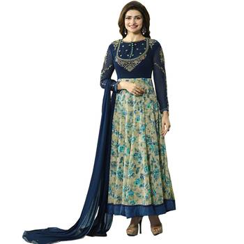 Blue embroidered georgette salwar 1