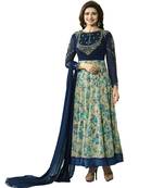 Blue embroidered georgette salwar