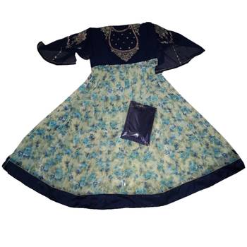 Blue embroidered georgette salwar 2