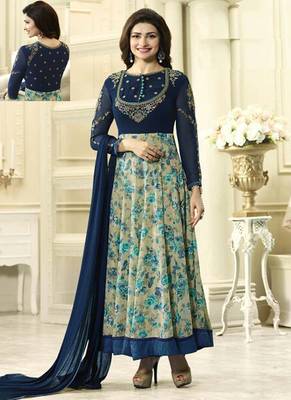 Blue embroidered georgette salwar 3