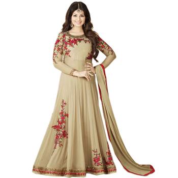 Beige embroidered georgette salwar 1