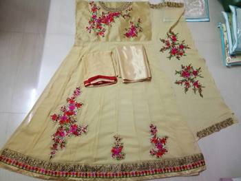 Beige embroidered georgette salwar 2
