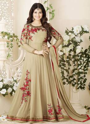 Beige embroidered georgette salwar 3