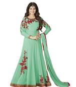 Blue embroidered georgette salwar