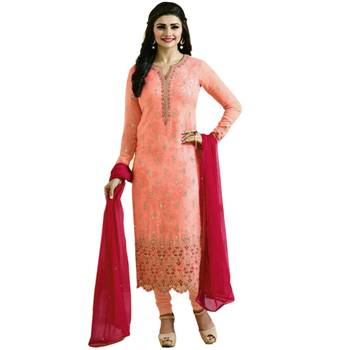 Peach embroidered georgette salwar 1