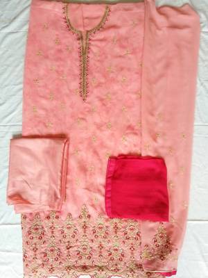 Peach embroidered georgette salwar 2