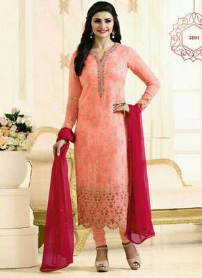 Peach embroidered georgette salwar 3