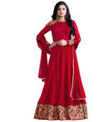 Red embroidered georgette salwar