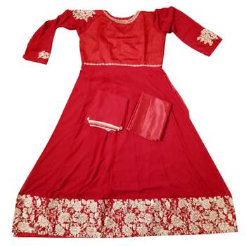 Red embroidered georgette salwar 2