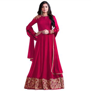 Pink embroidered georgette salwar 1