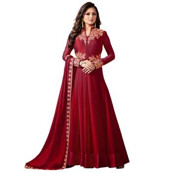 Maroon embroidered georgette salwar 1