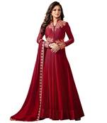 Maroon embroidered georgette salwar