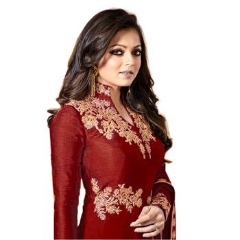 Maroon embroidered georgette salwar 2