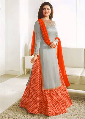 Grey embroidered crepe salwar 3