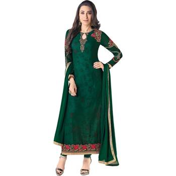Green Georgette Embroidered Salwar Suit For Women 1