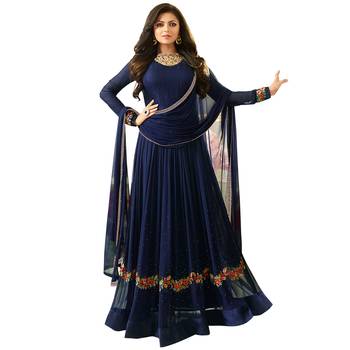 Blue embroidered georgette salwar 1