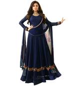 Blue embroidered georgette salwar