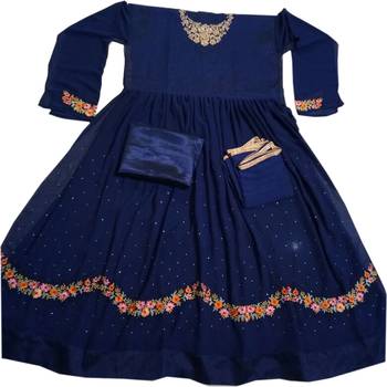 Blue embroidered georgette salwar 2