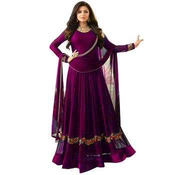 Wine embroidered georgette salwar 1