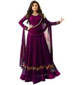 Wine embroidered georgette salwar