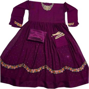 Wine embroidered georgette salwar 2