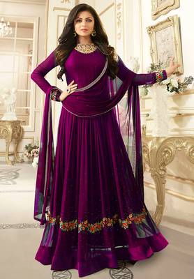 Wine embroidered georgette salwar 3
