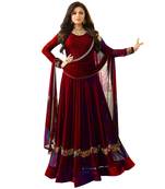 Maroon embroidered georgette salwar