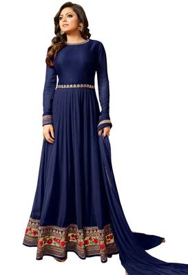 Blue embroidered georgette salwar 1