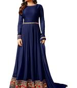 Blue embroidered georgette salwar
