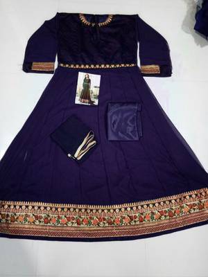 Blue embroidered georgette salwar 2
