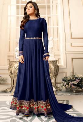 Blue embroidered georgette salwar 3