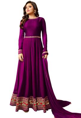 Wine embroidered georgette salwar 1