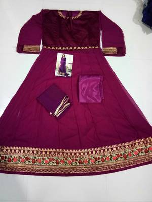 Wine embroidered georgette salwar 2