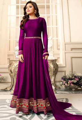 Wine embroidered georgette salwar 3