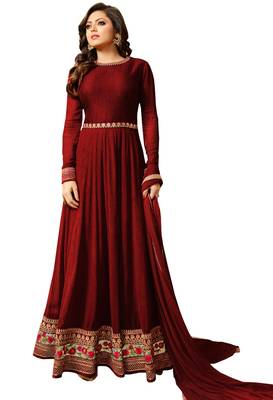Maroon embroidered georgette salwar 1