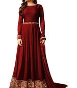 Maroon embroidered georgette salwar