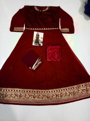 Maroon embroidered georgette salwar 2