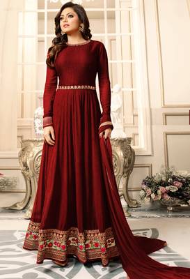 Maroon embroidered georgette salwar 3