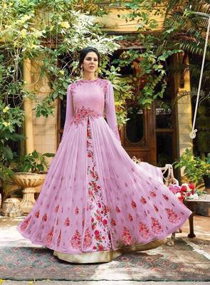 Pink embroidered georgette salwar 1