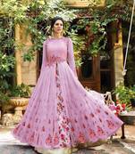 Pink embroidered georgette salwar
