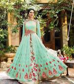 Green embroidered georgette salwar