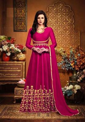 Pink embroidered art silk salwar 1