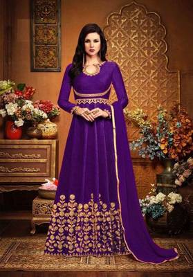 Purple embroidered art silk salwar 1