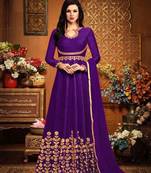 Purple embroidered art silk salwar