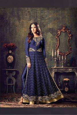 Blue embroidered net salwar 1