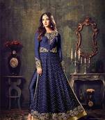 Blue embroidered net salwar