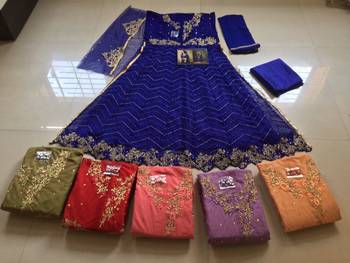 Blue embroidered net salwar 2