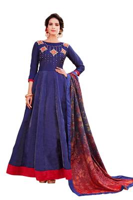 Blue embroidered art silk salwar 1