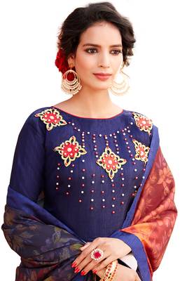 Blue embroidered art silk salwar 2