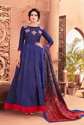 Blue embroidered art silk salwar 3